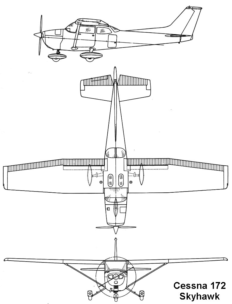 782x1024 cessna skyhawk blueprint - Cessna 172 Drawing