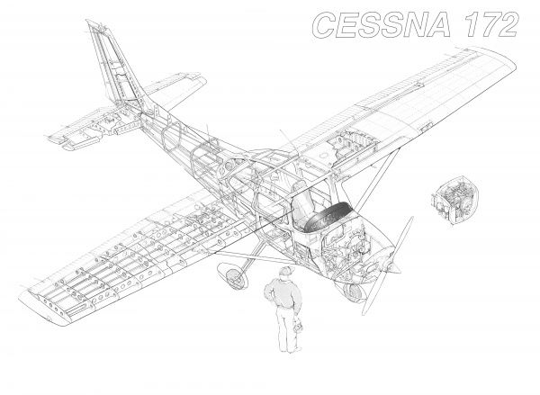 600x439 prints of cessna cutaway drawing - Cessna 172 Drawing