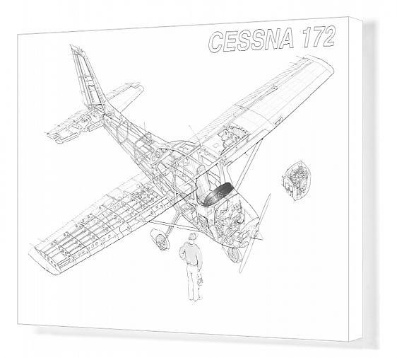562x506 cessna cutaway drawing canvas print triyo - Cessna 172 Drawing