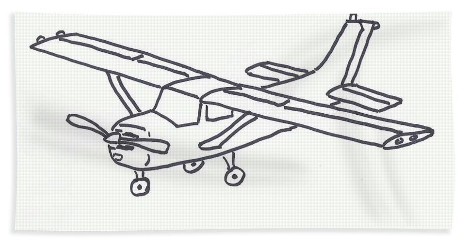 967x500 cessna outline bath towel for sale - Cessna 172 Drawing