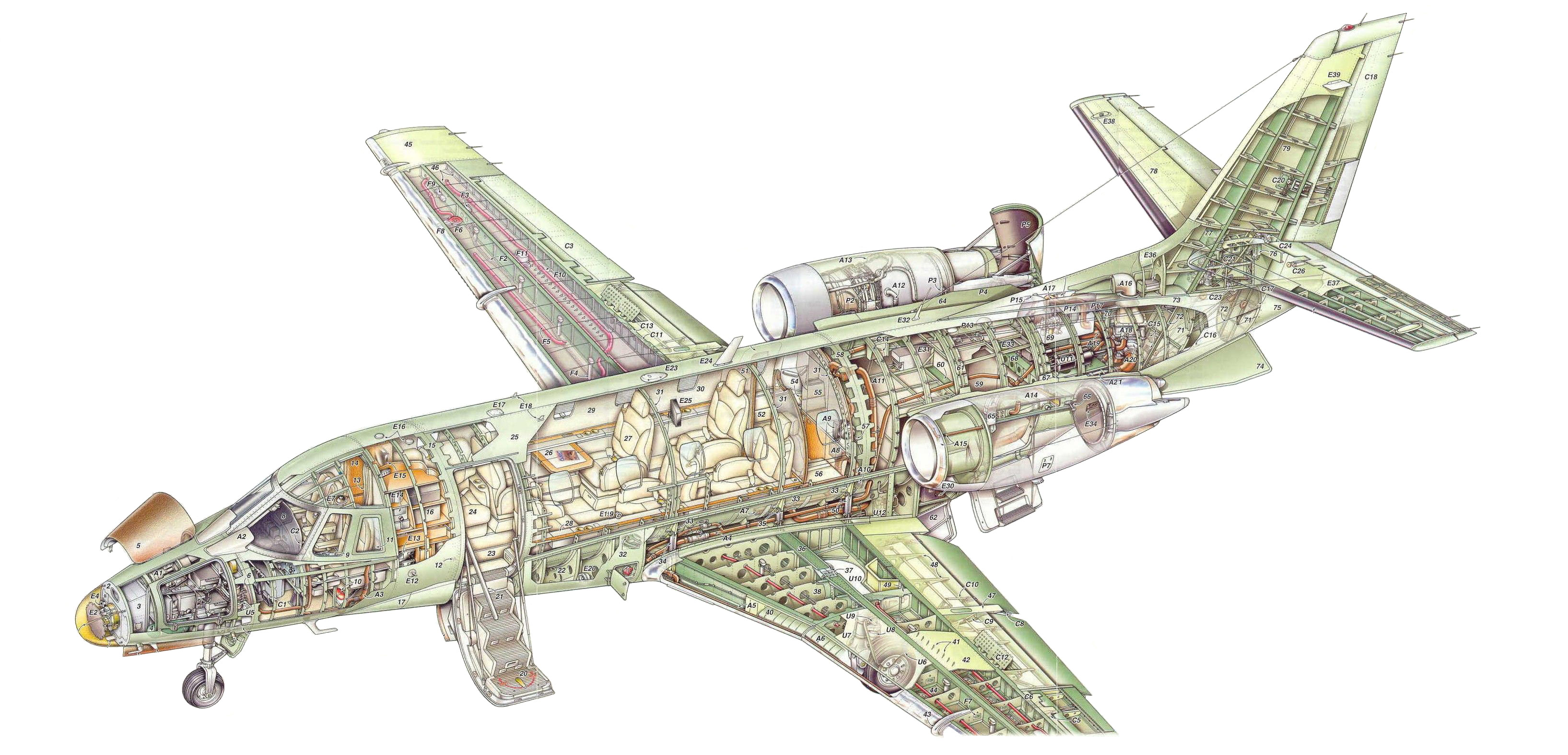3270x1574 cessna citation excel cutaway drawing in high quality - Cessna Drawing