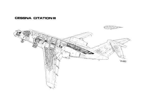 600x464 prints of cessna citation iii cutaway drawing - Cessna Drawing