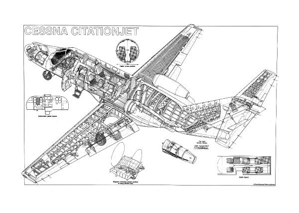 600x427 prints of cessna citationjet cutaway drawing - Cessna Drawing