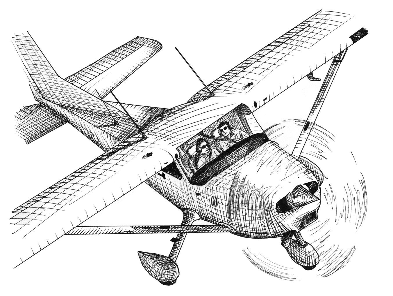 1352x1021 Airplane Drawing - Cessna Drawing