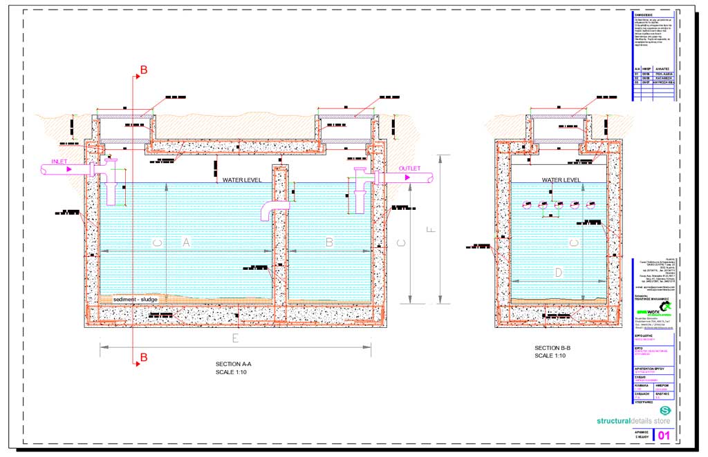 1024x662 septic tank reinforcement detail - Cesspool Drawing