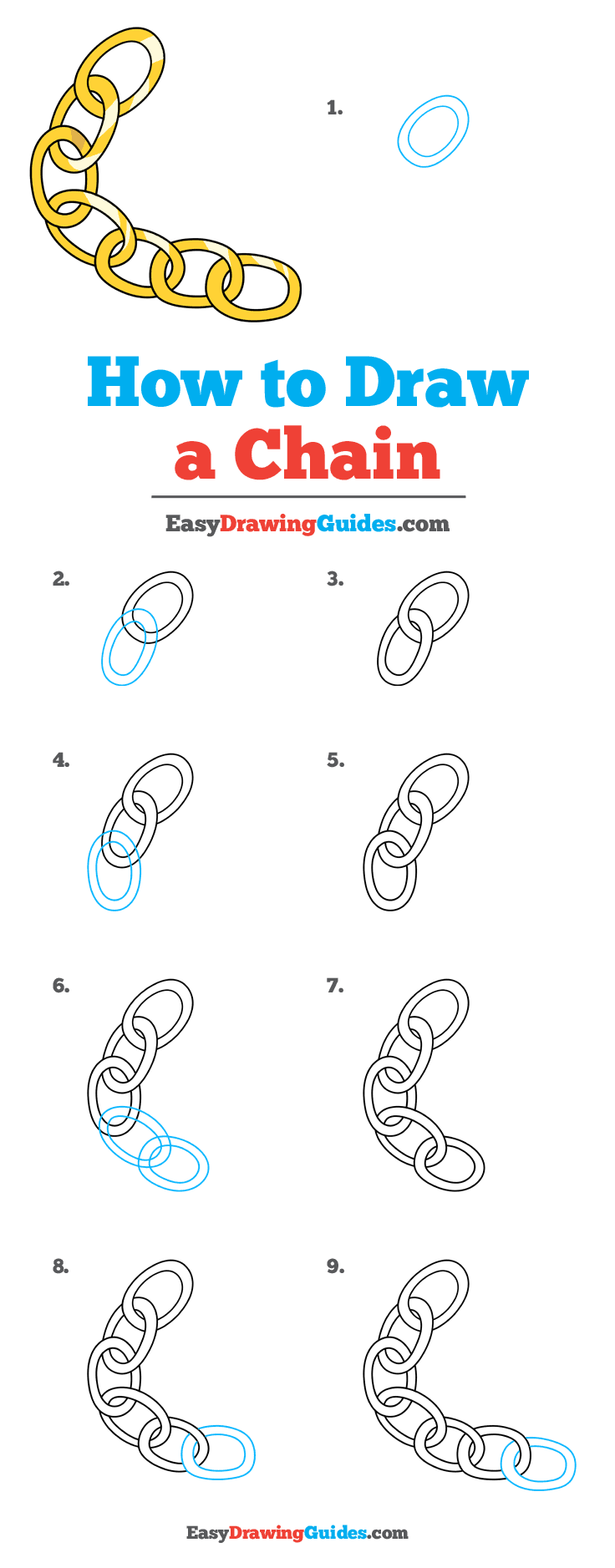 736x1877 How To Draw A Chain - Chain Drawing