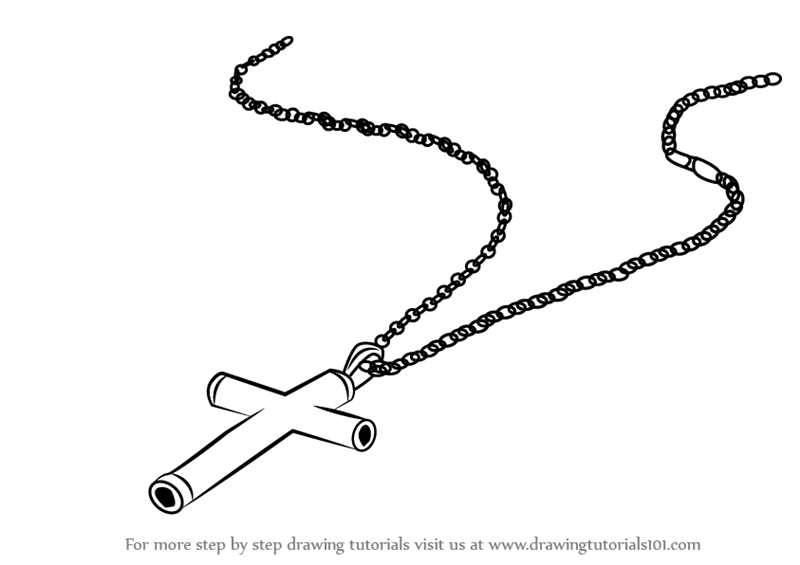 800x565 Learn How To Draw Decorated Cross With Chain - Chain Drawing