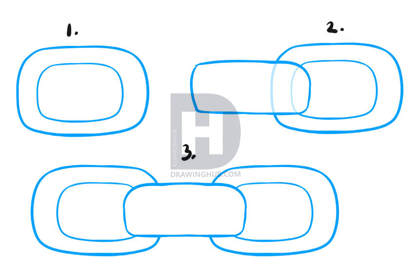 851x575 How To Draw A Chain, Step - Chain Link Drawing