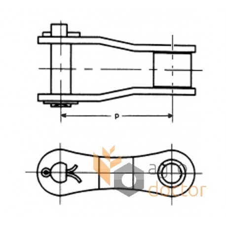 458x458 Roller Chain Offset Link - Chain Link Drawing