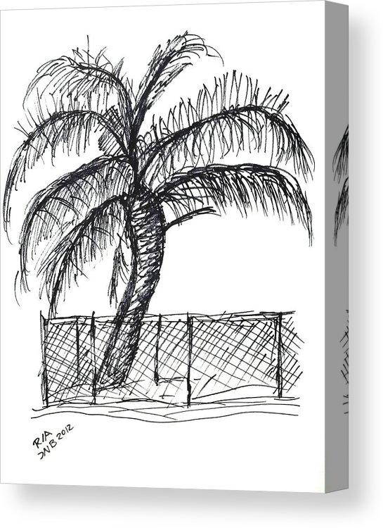 545x750 Palm Tree With Chain Link Fence Canvas Print Canvas Art - Chain Link Fence Drawing