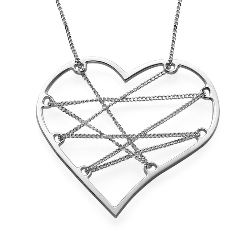 800x800 chained heart necklace in sterling silver - Chained Heart Drawing