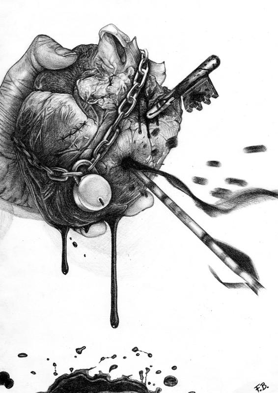 566x800 Chained Heart - Chained Heart Drawing
