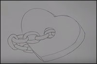 200x132 How To Draw Hearts With Flames, Wings, Arrows With Easy Step - Chained Heart Drawing