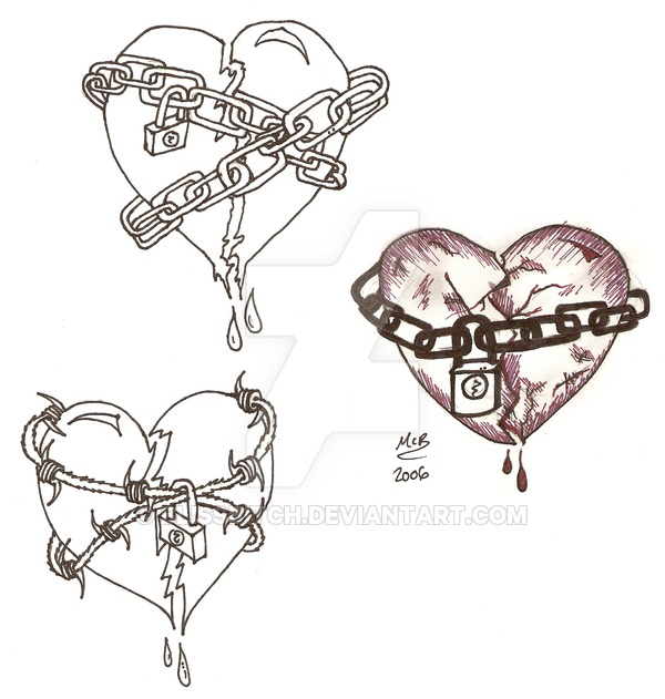600x631 Chained Hearts - Chained Heart Drawing