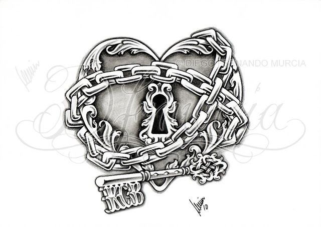 640x453 Chained Quote - Chained Heart Drawing