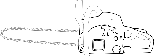 600x218 chainsaw white outlined clip art - Chainsaw Drawing