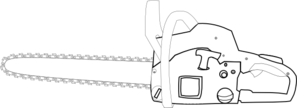 297x108 Chainsaw White Outlined Clip Art - Chainsaw Drawing Outline