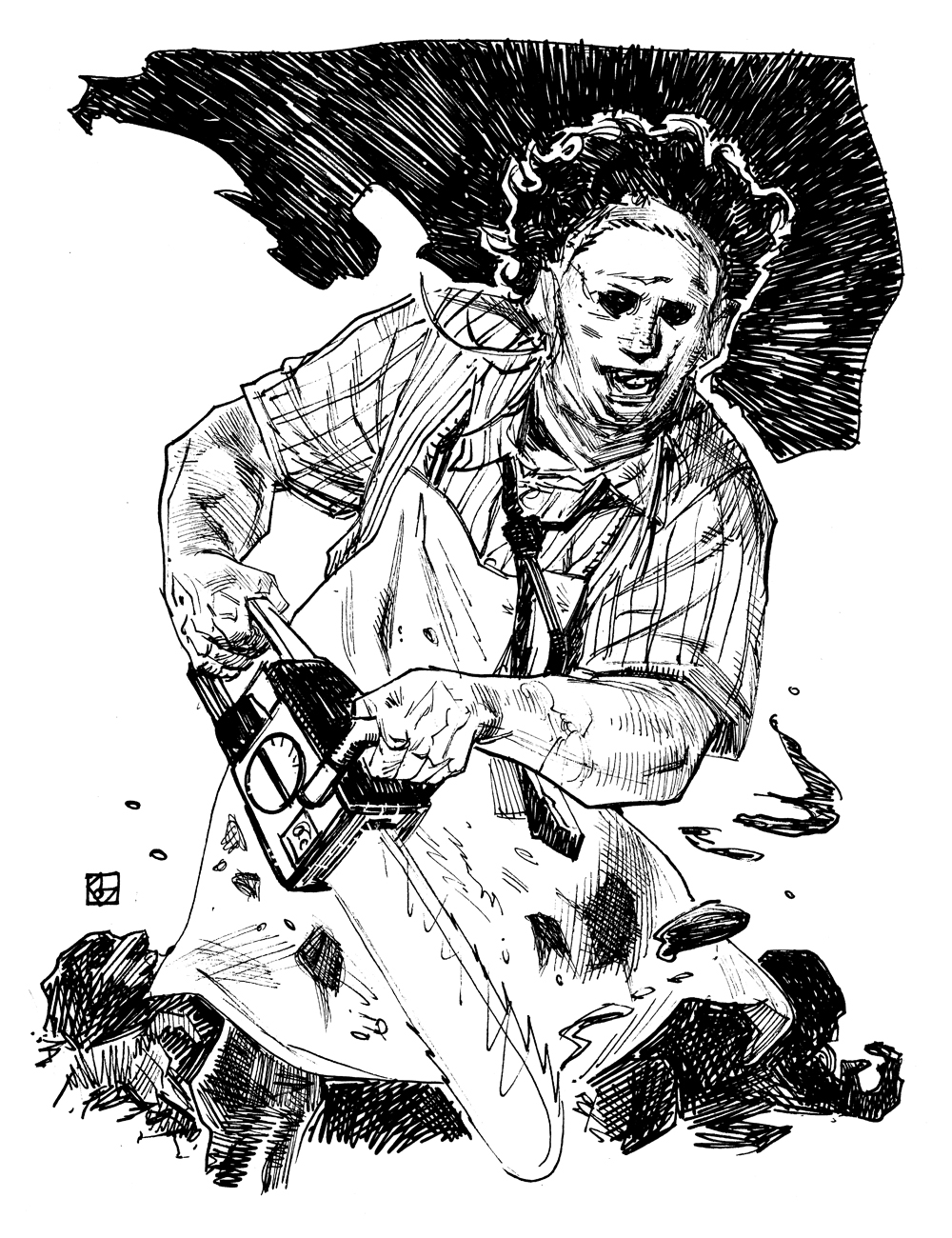 1000x1300 leatherface drawing chainsaw massacre for free download - Chainsa...