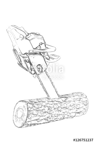 331x500 Outlines Of The Chainsaw Stock Photo And Royalty Free Images - Chainsaw Drawing Outline