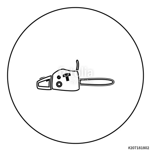 500x500 Petrol Powered Saw Black Icon In Circle Outline Stock Image - Chainsaw Drawing Outline