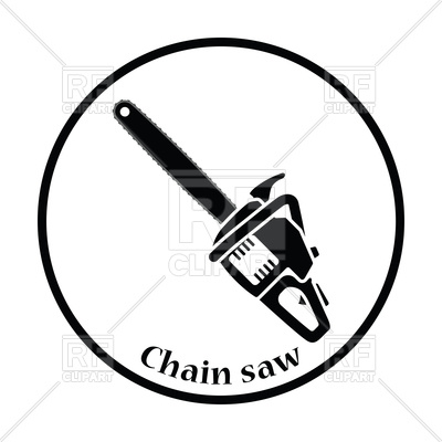400x400 Thin Circle Design Icon Of Chain Saw Vector Image Of Silhouettes - Chainsaw Drawing Outline