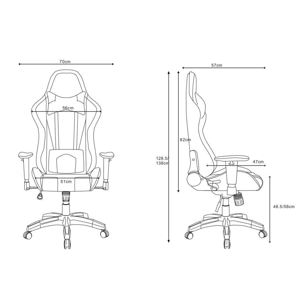 1000x1000 ergonomic racing gaming chair, black and white - Chair Line Drawing