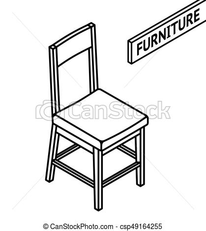 419x470 Isometric Outline Furniture Line Drawn Isometric Chair White - Chair Line Drawing