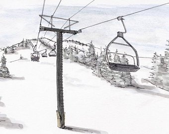 340x270 ski lift drawing etsy - Chairlift Drawing