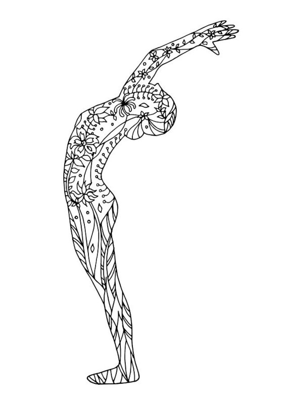 564x799 standing back bend yoga pose chakra vector flower floral drawing - Chakra Drawing