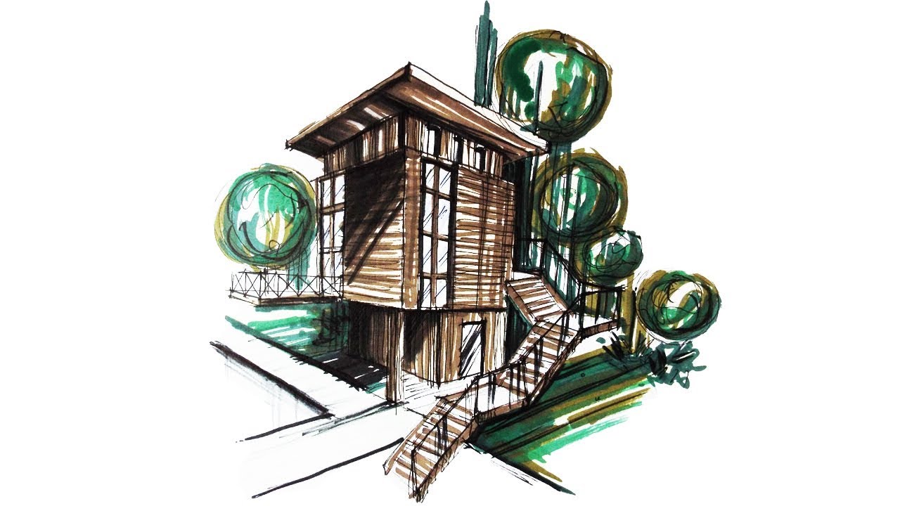 1280x720 How To Draw A Chalet Ioana Cotuna - Chalet Drawing