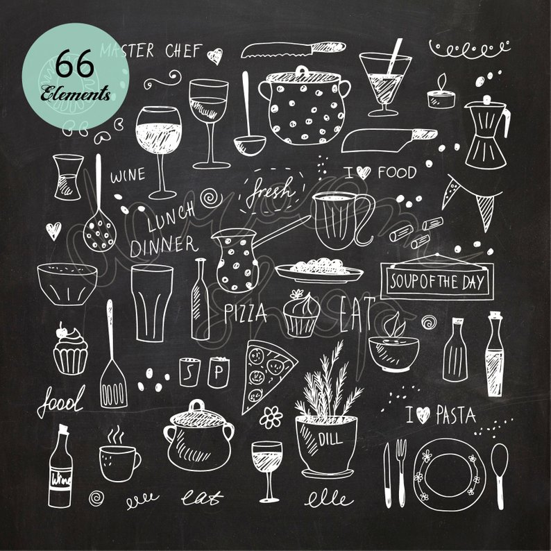 794x794 chalk drawinghand drawn kitchenwarekitchen doodlefood clip etsy - Chalk Drawing Clipart