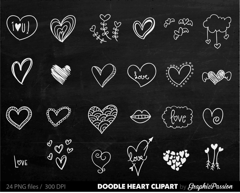 794x637 Chalkboard Hearts Clip Art Hand Drawn Clip Art Digital Hearts Etsy - Chalk Drawing Clipart