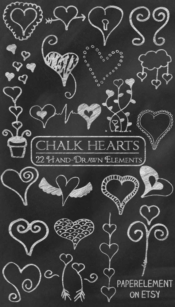 570x1000 Chalkboard Heart Clip Art - Chalk Drawing Clipart