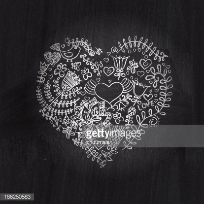 414x414 heart shape chalk drawing on chalkboard blackboard premium clipart - Chalk Drawing Clipart