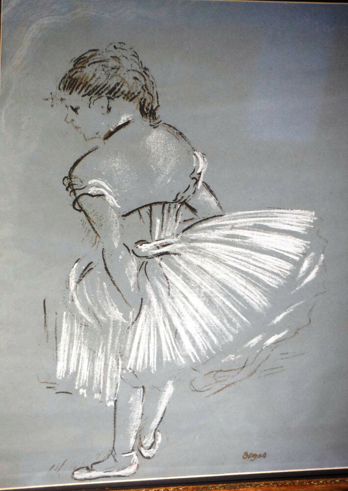 709x1000 edgar degas ballerina study fine chalk drawing w pastel, print - Chalk Drawings