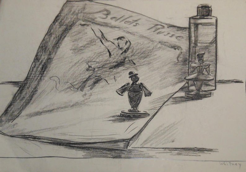 794x556 Three Vintage Chalk Drawings Crow Building Clock Ballets Russe Etsy - Chalk Drawings