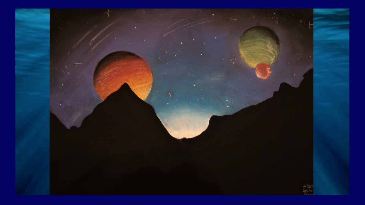 1280x720 Galaxy - Chalk Pastel Drawings