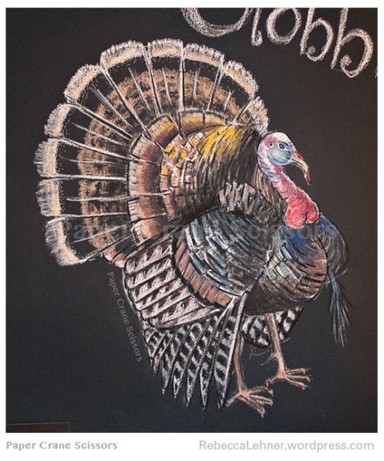 560x672 Chalk Wild Turkey Art - Chalkboard Turkey Drawing