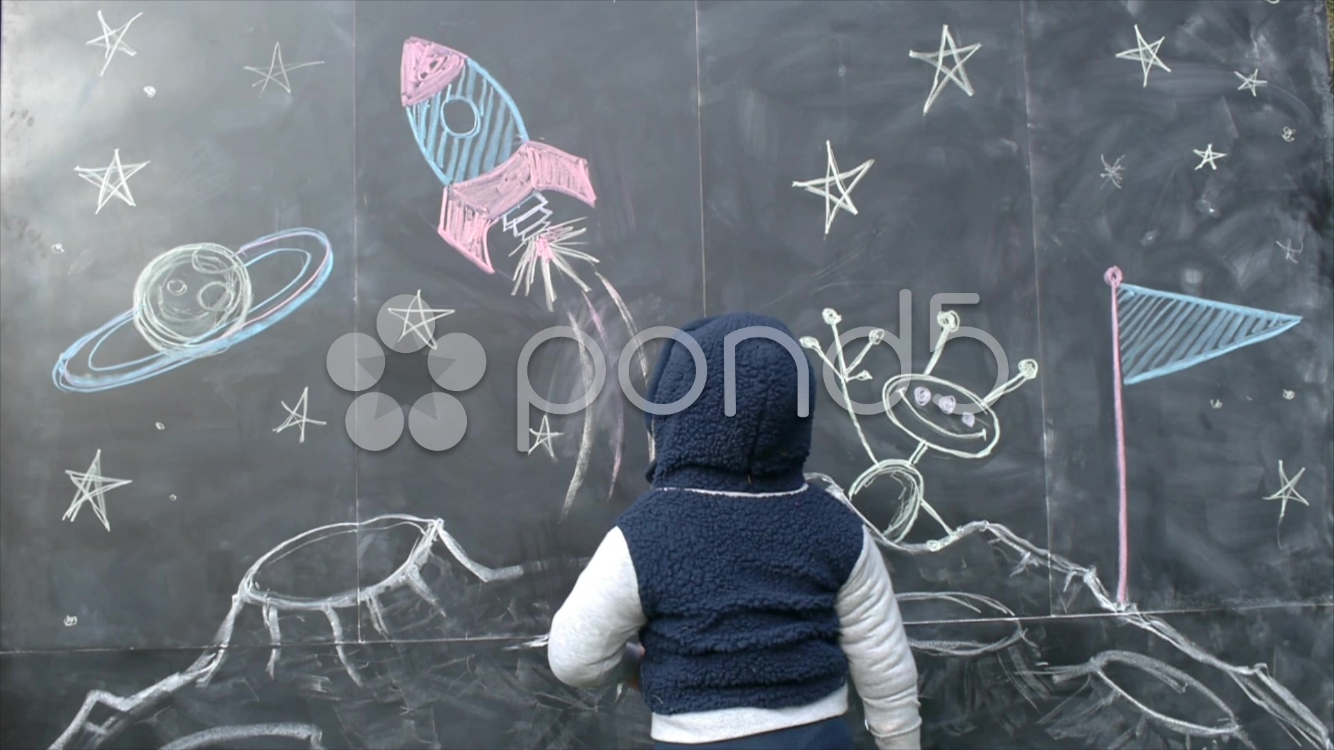 1920x1080 cute boy with a chalkboard drawing of space hi res - Chalkboard Turkey Drawing