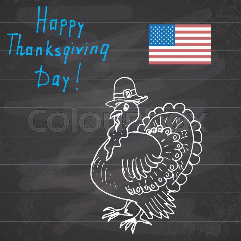 800x800 Thanksgiving Day Sketch Doodle Turkey Stock Vector Colourbox - Chalkboard Turkey Drawing