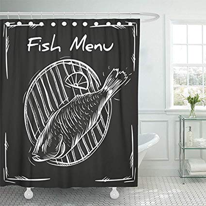 425x425 Starolal Shower Curtain Set X Inch Chalk Fish - Chalkboard Turkey Drawing