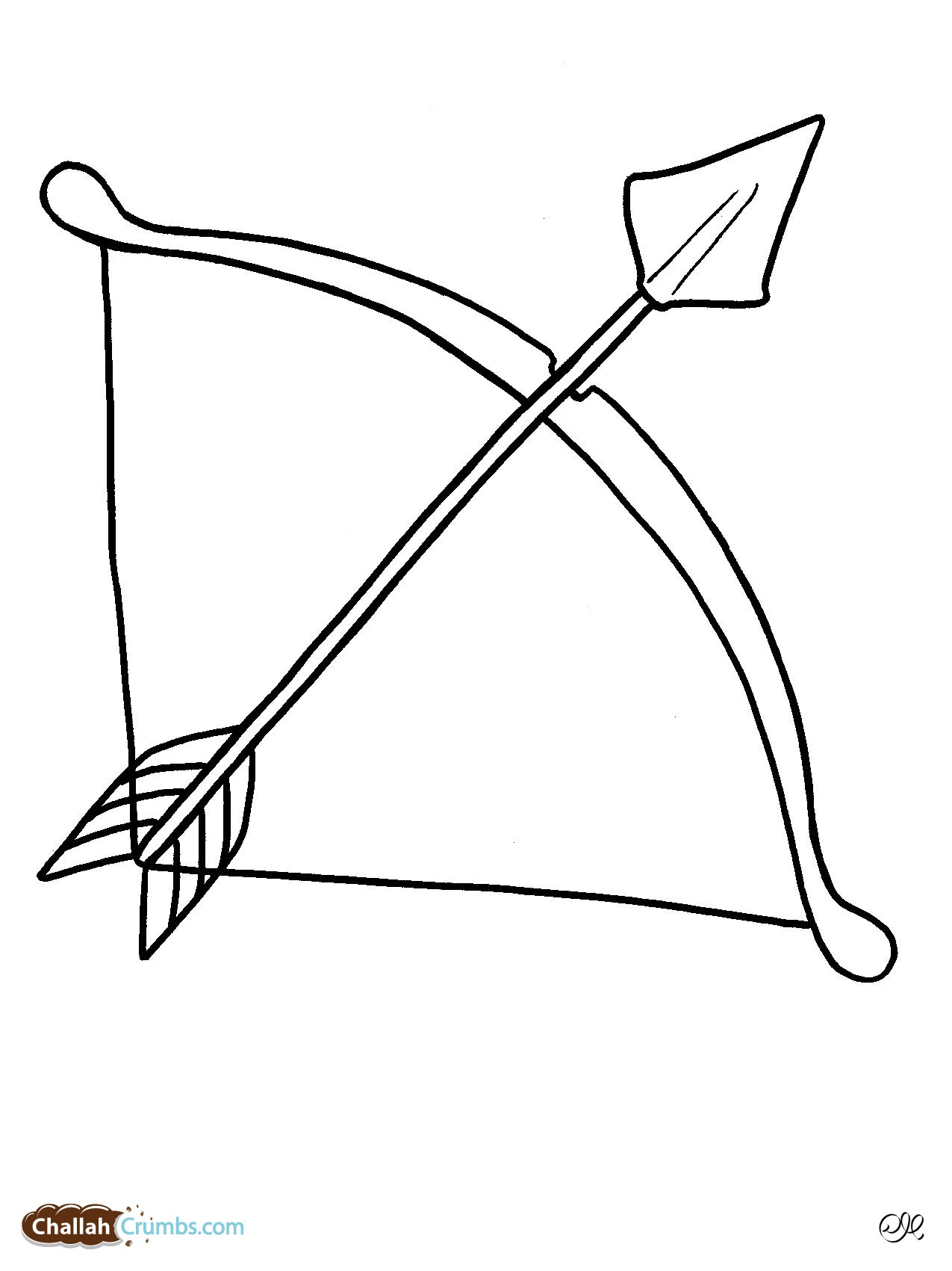 1275x1701 Lag Baomer Bow And Arrow - Challah Drawing