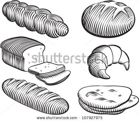 450x392 Old Fashioned Etched Style Illustration Of Various Styles Of Bread - Challah Drawing