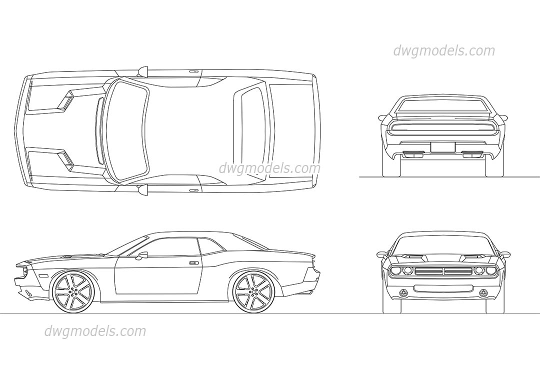1080x760 dodge challenger autocad drawings, cad blocks download - Challenger Drawing