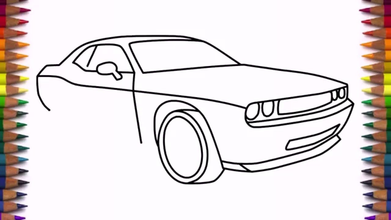 1280x720 how to draw dodge challenger rt car step - Challenger Drawing