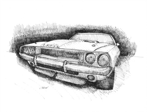 498x380 print of drawing dodge challenger - Challenger Drawing