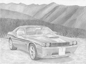 300x225 dodge challenger classic car drawing drawing - Challenger Drawing