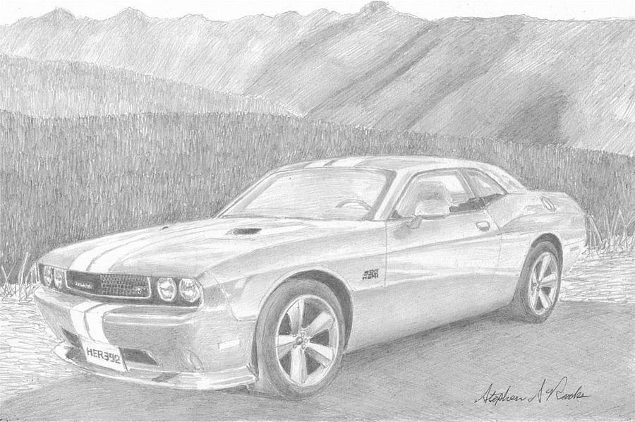 900x598 dodge challenger classic car art print drawing - Challenger Drawing