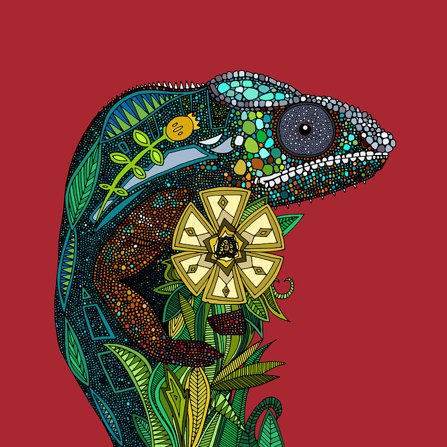 900x900 Chameleon Red Drawing - Chameleon Drawing