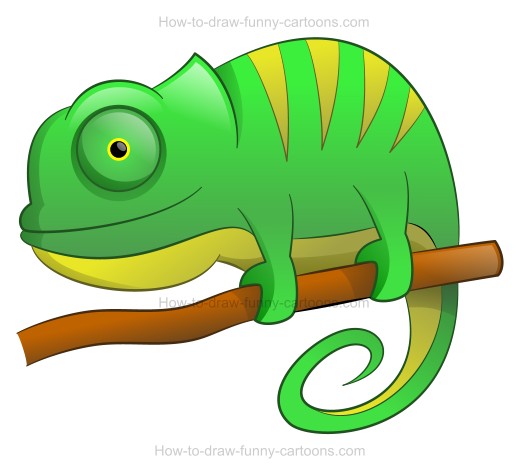 520x475 How To Draw A Cartoon Chameleon - Chameleon Drawing